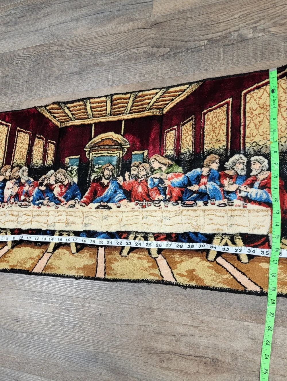 Vintage MCM Tapestry Large Last Supper 38”X19.5” Religious Disciples Easter